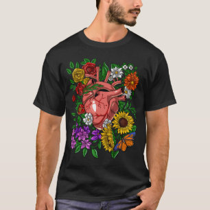 Camiseta Coração Anatômico Floral