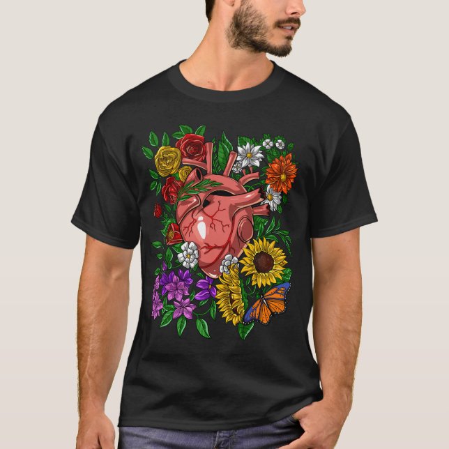 Camiseta Coração Anatômico Floral (Frente)