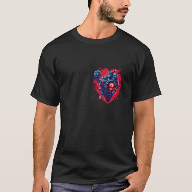 Camiseta Coração Anatômico Mecânico com Cyberpu Laser Gun (Frente)
