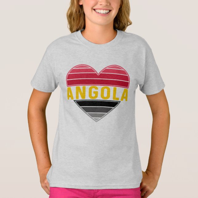 Camiseta Coração Angolano, Eu Adoro Angola (Frente)