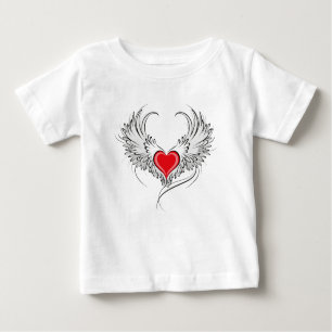 Camiseta Coração Anjo Vermelho com asas