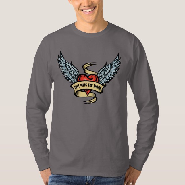Camiseta Coração Antigo Com Asas (Frente)