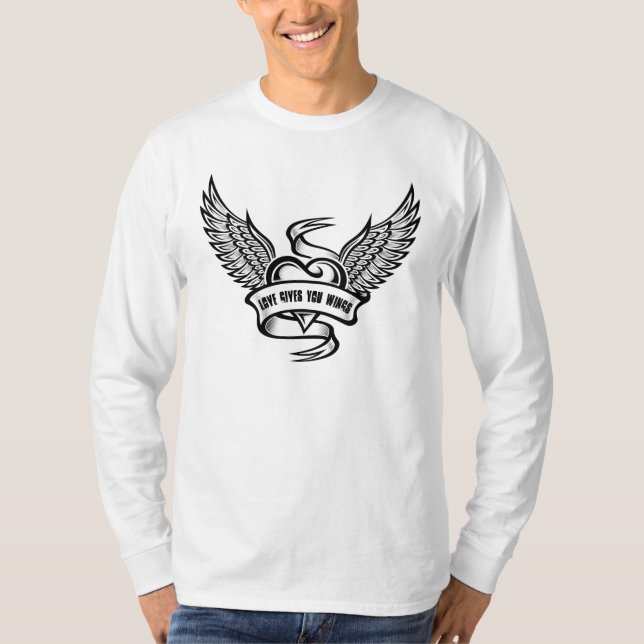 Camiseta Coração Antigo Com Asas (Frente)
