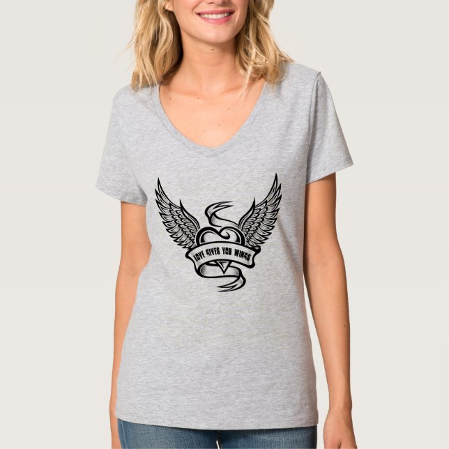 Camiseta Coração Antigo Com Asas (Frente)