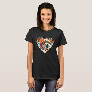 Camiseta Coração, Aplicativo, Multicolorido, Patternado, Am