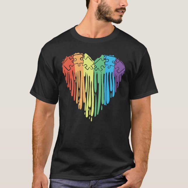 Camiseta Coração Arco-íris do Autismo (Frente)