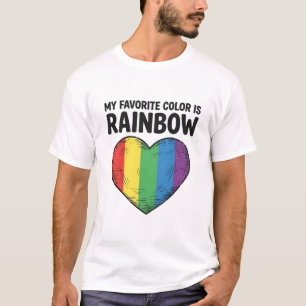 Camiseta Coração Arco-íris Gravura Vintage Cor Favorita Cam