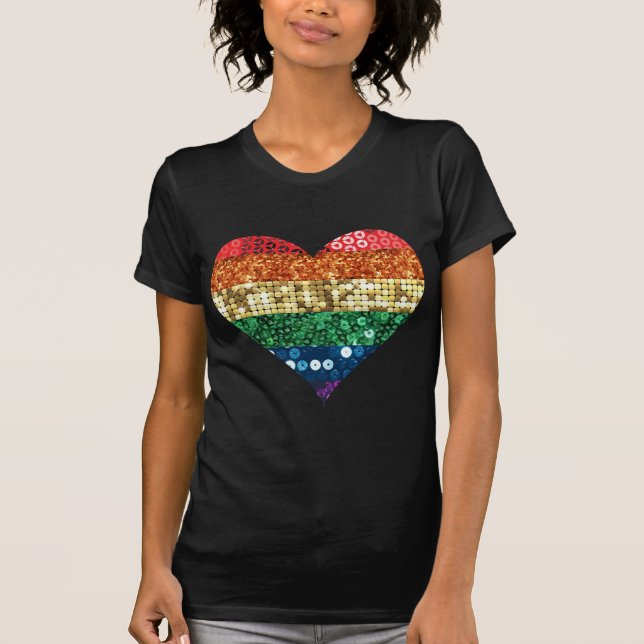 Camiseta coração arco-íris lgbt (Frente)