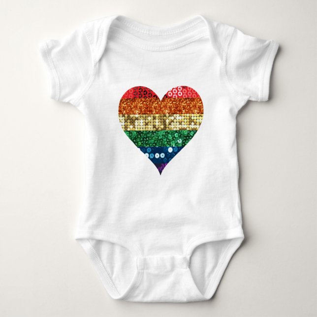 Camiseta coração arco-íris lgbt (Frente)