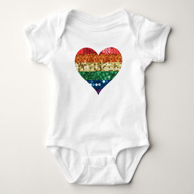 Camiseta coração arco-íris lgbt (Frente)