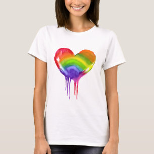 Camiseta Coração Arco-Íris LGBTQIA+ Orgulho