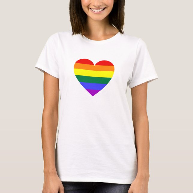 Camiseta Coração arco-íris Orgulho gay LGBT (Frente)