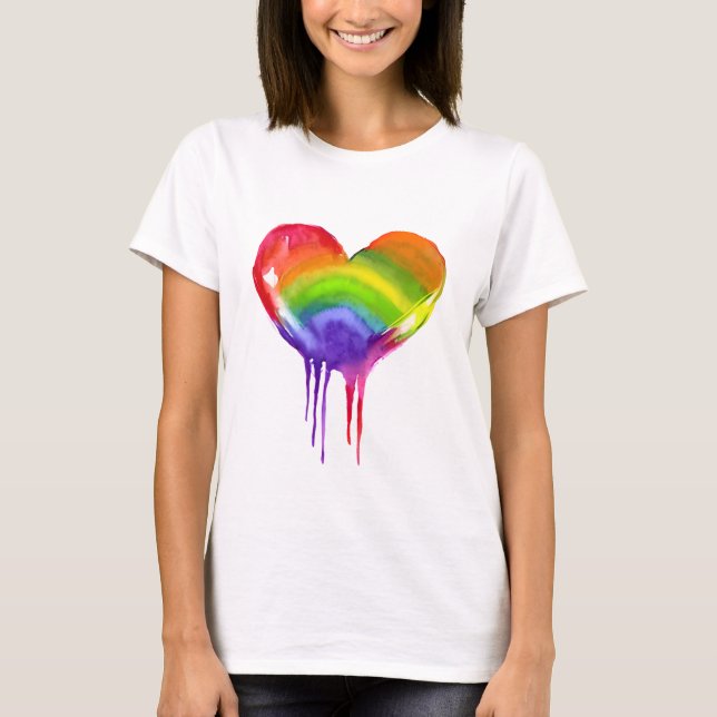 Camiseta Coração Arco-íris Orgulho LGBTQIA+ (Frente)