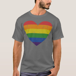Camiseta Coração arco-íris para gay e orgulho de apoio lésb