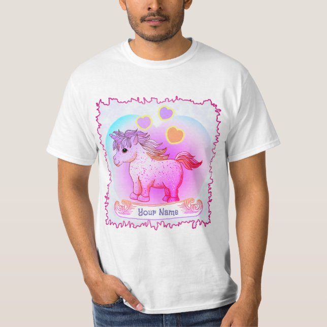 Camiseta Coração Arco-íris Unicórnio  (Frente)