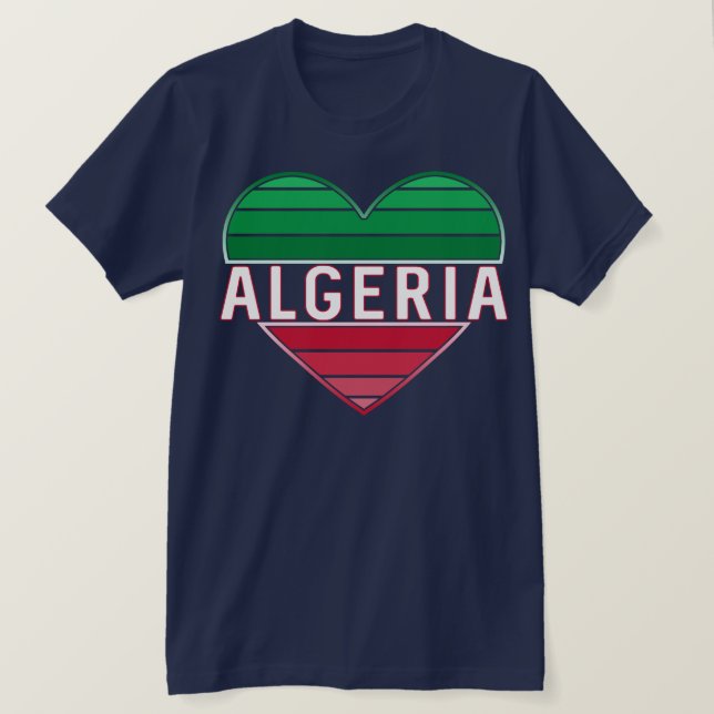 Camiseta Coração Argelina, Eu Adoro Argélia (Frente do Design)