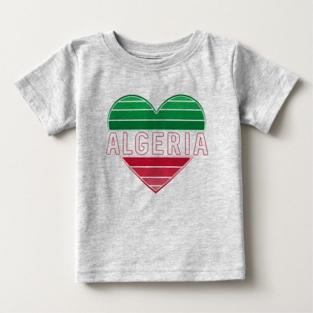 Camiseta Coração Argelina, Eu Adoro Argélia (Frente)