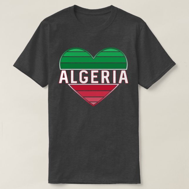 Camiseta Coração Argelina, Eu Adoro Argélia (Frente do Design)