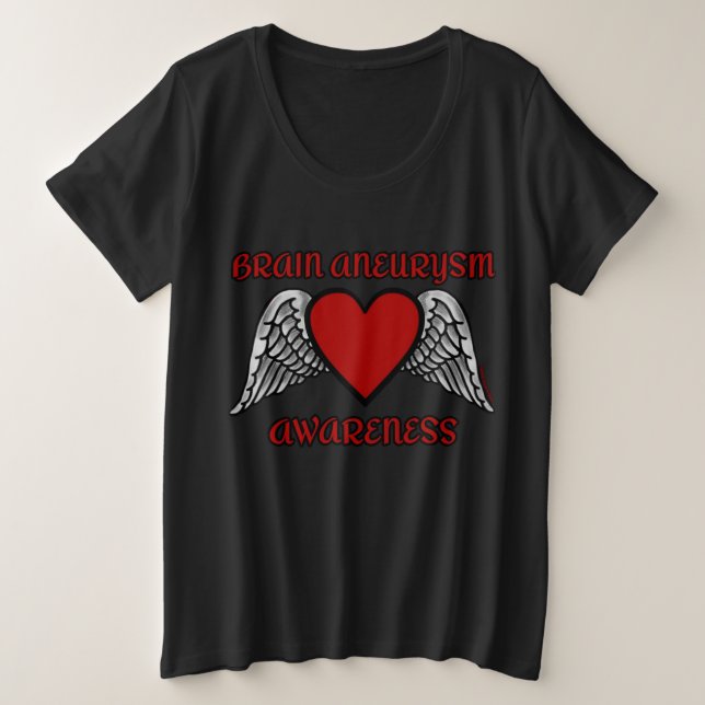 Camiseta Coração/Asas... Aneurismo cerebral (Frente do Design)
