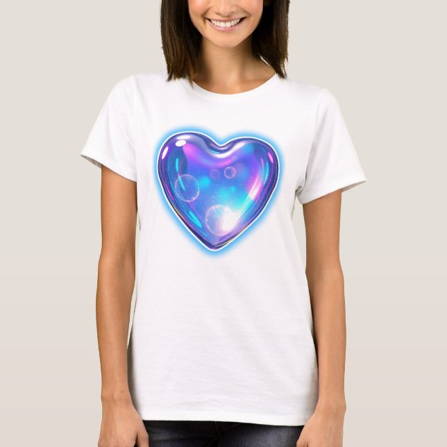 Camiseta Coração Azul brilhante (Frente)