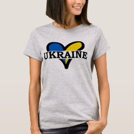 Camiseta Coração azul e amarelo com inscrição Ucrânia