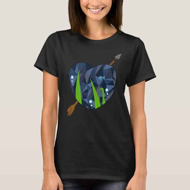 Camiseta Coração Azul Profundo (Frente)