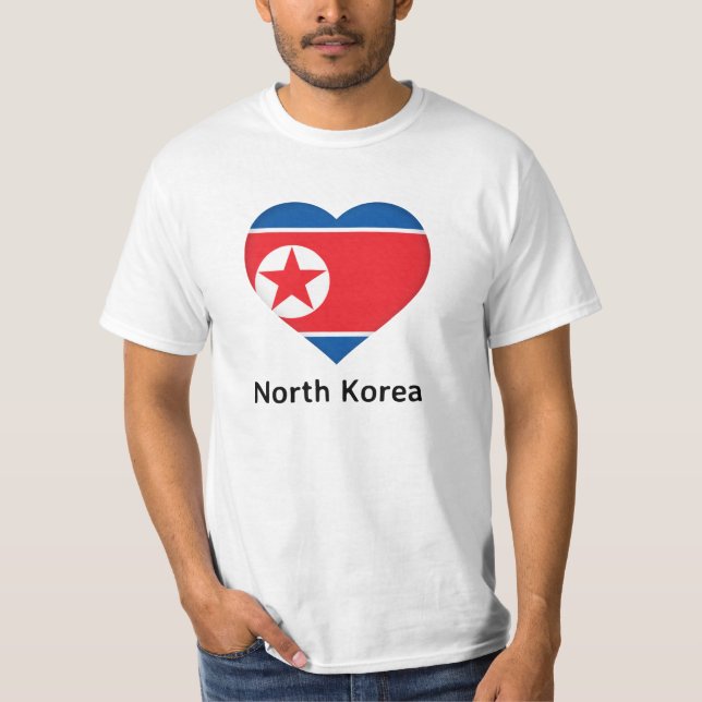Camiseta Coração - Bandeira da Coreia do Norte (Frente)