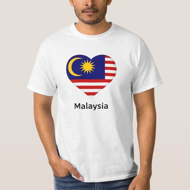 Camiseta Coração - Bandeira da Malásia (Frente)