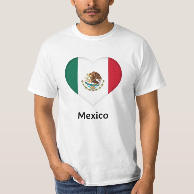 Camiseta Coração - Bandeira do México (Frente)