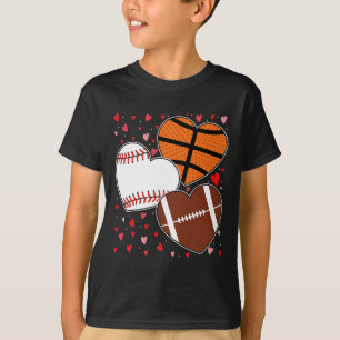 Camiseta Coração Basquetebol Beisebol Futebol Meninos Homen