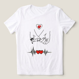 Camiseta Coração Batendo Linha Gráfica Romântica Fofa do Di