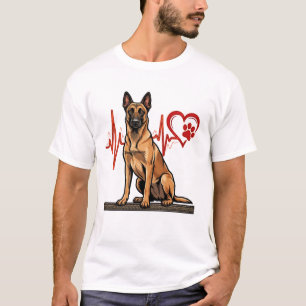 Camiseta Coração Batendo Pata Coração de Pastor Belga