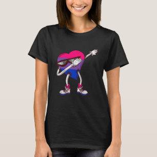 Camiseta Coração Bissexual Dabbing LGBTQ Bandeira Bissexual