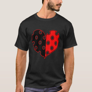 Camiseta Coração bolinhas em PRETO E VERMELHO