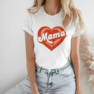 Camiseta Coração Bonita Mama Mini Filha Mãe