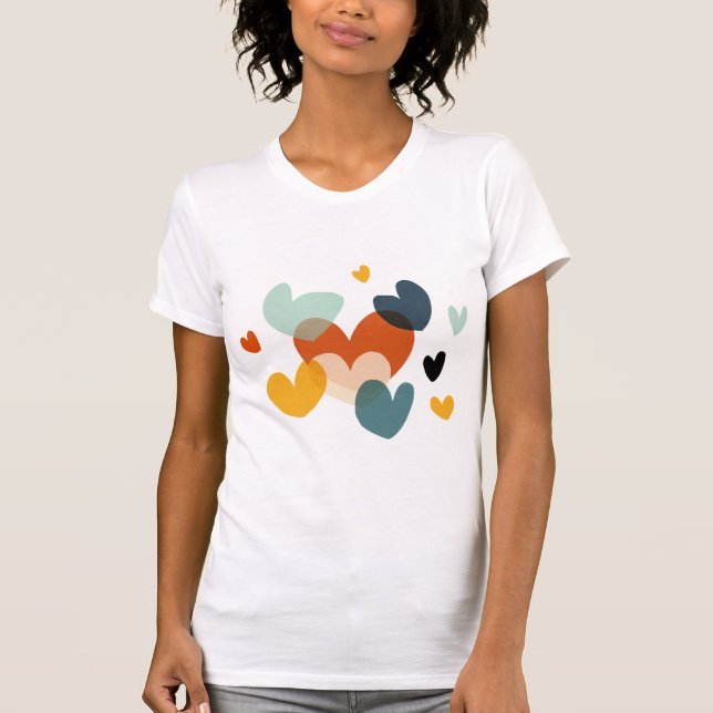 Camiseta Coração Bonito Desenha Arte Coração Design (Frente)