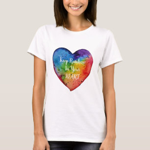 Camiseta Coração bonito do arco-íris da aguarela
