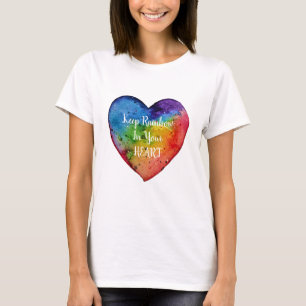 Camiseta Coração bonito do arco-íris da aguarela