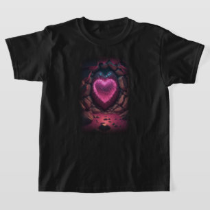 Camiseta Coração Brilhante 3D Profundo Por Dentro