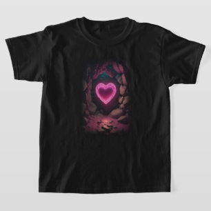 Camiseta Coração Brilhante 3D Profundo Por Dentro