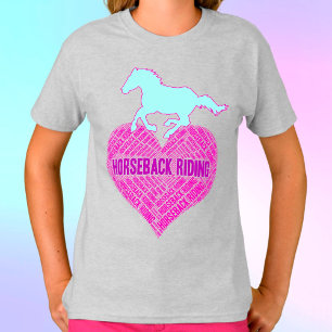 Camiseta Coração Cavalgando com Pôneo Selvagem  