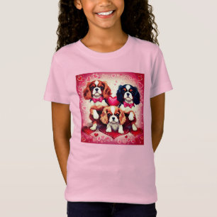 Camiseta Coração Cavalier Bonito Enche Meninas Camisa-T