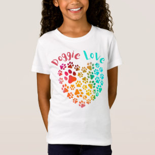 Camiseta Coração Colorida Doggie Love Paw