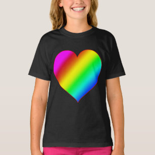 Camiseta Coração Colorido Arco-íris Amor Cor Brilhante