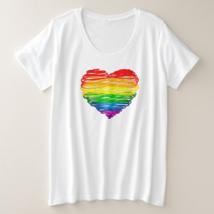 Camiseta Coração colorido arco-íris de SlipperyJoe rabiscad