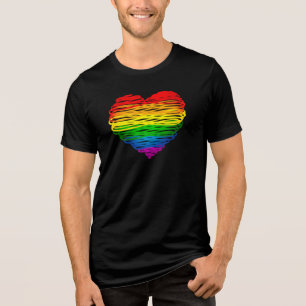Camiseta Coração colorido de arco-íris do SlipperyJoe rabis