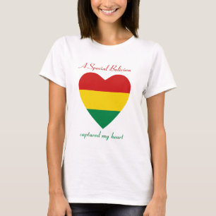 Camiseta Coração com a Bandeira da Bolívia