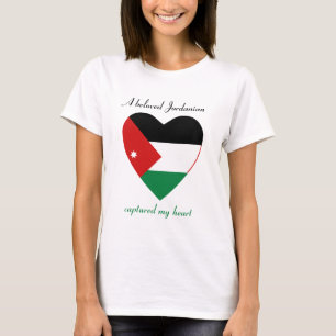Camiseta Coração com a Bandeira da Jordânia