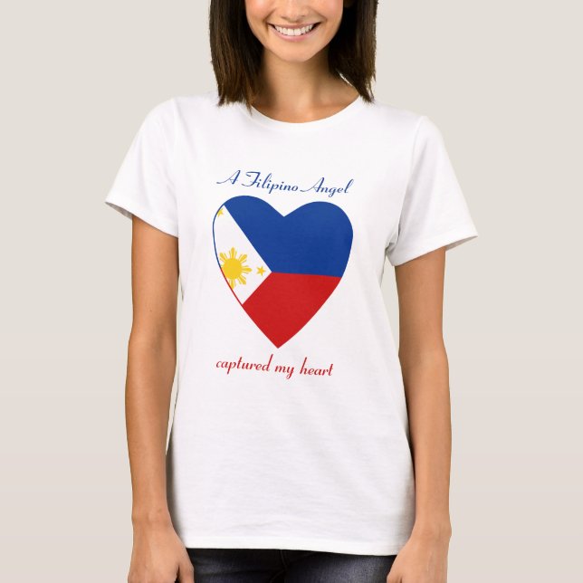 Camiseta Coração com a Bandeira das Filipinas (Frente)
