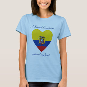 Camiseta Coração com a Bandeira do Equador